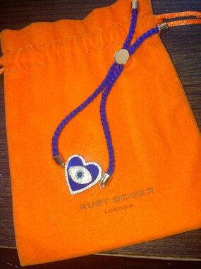 Kurt Geiger evil eye  Royal Blue Heart Charm Bracelet with Gold Accents